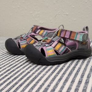 KEEN Kids' Striped Sandals - Pink, Purple, and Green
